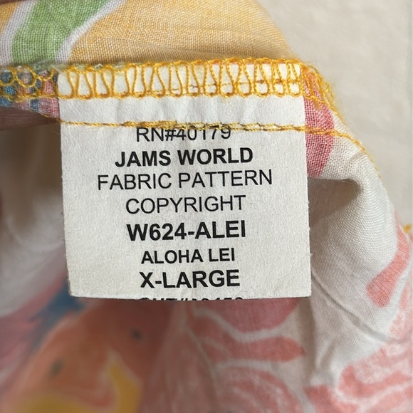 Jams World Women’s Aloha Lei Hawaiian Print Cropped Button Front Shirt Size XL - Picture 5 of 7